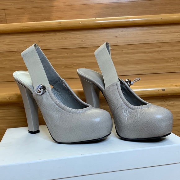 Nina Ricci Leather Platform Slingback Pump - Picture 1 of 10